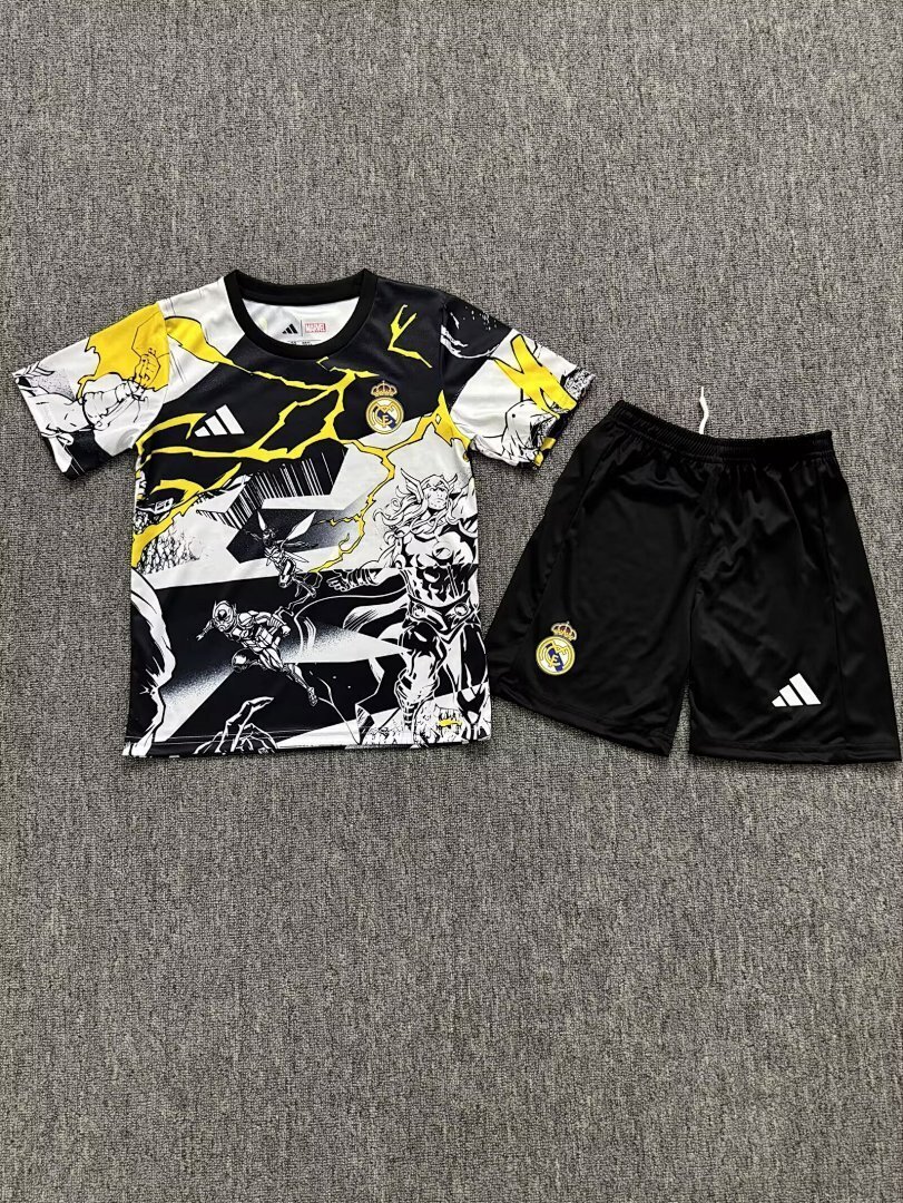 Kids-Real Madrid 25/26 Special White/Black/Yellow Soccer Jersey
